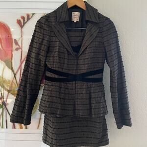 COPY - Vintage Nanette Lepore Brown Velvet Suit Blazer Skirt Swiss Dot Twee Pre…